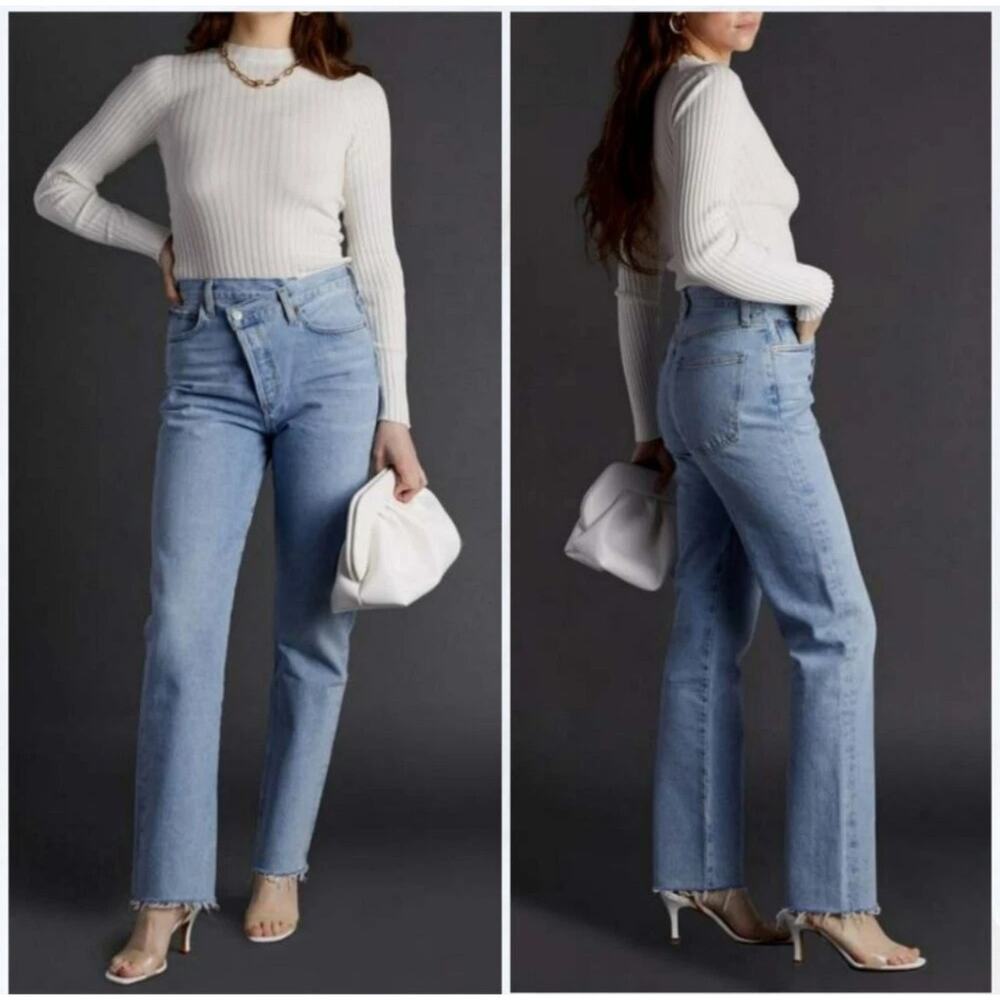 Agolde Women's Straight Leg Jeans in Light Blue Wash